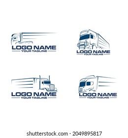 Semi Truck Line Art Logo