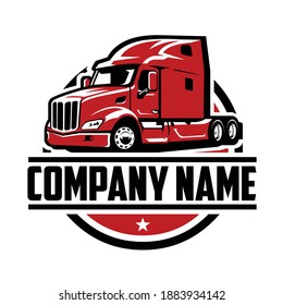 Semi truck logo. 18 wheeler logo template. Ready made logo template set vector isolated