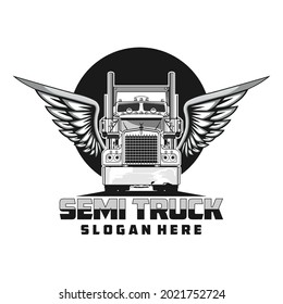semi truck logo design vector	