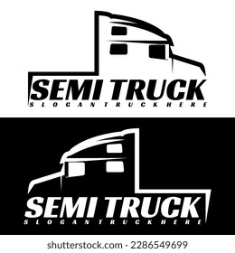 semi truck logo design vector