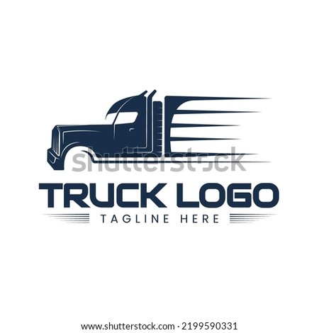 Semi Truck logo side view silhouette illustration