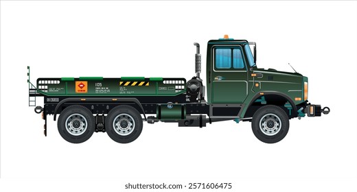 Semi truck medium pickup dump truck vehicle 3D vector illustration