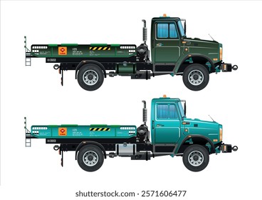 Semi truck mini pickup car vehicle 3D vector illustration