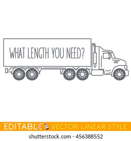 Semi Truck Side View. Editable vector icon in linear style.