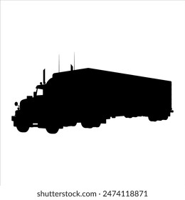 Semi truck silhouette isolated on white background. Semi truck icon vector illustration design.