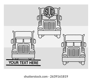 Semi Truck, Semi Truck Silhouette, Truck, US Trucker, American Trucker, big, Vector, Silhouette, Eps, Semi Truck Monogram, Split Monogram, Circle Monogram