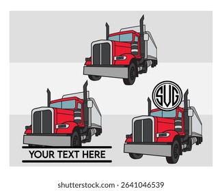 
Semi Truck, Semi Truck Silhouette, Truck, US Trucker, American Trucker, Truck Monogram, Split Monogram, Circle Monogram
