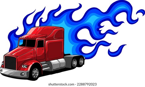 Semi truck silhouette vector images isolated on white background. digital hand draw