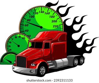 Semi truck silhouette vector images isolated on white background. digital hand