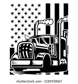 
Semi Truck Smokestacks American Flag