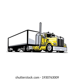 Semi truck trailer 18 wheeler trucker front view vector