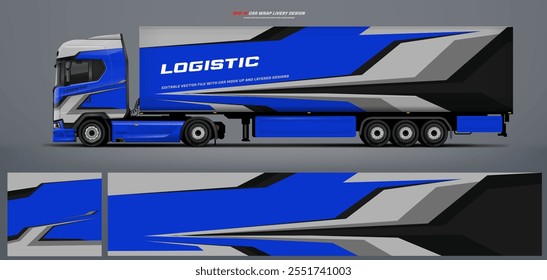 Semi truck trailer livery wrap design and mock up vector file eps 10.