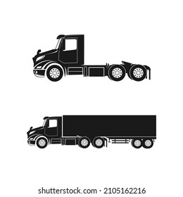 semi truck trailer silhouette truck black and white