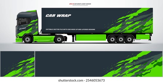 semi truck and trailer wrap livery design. vector file printing below