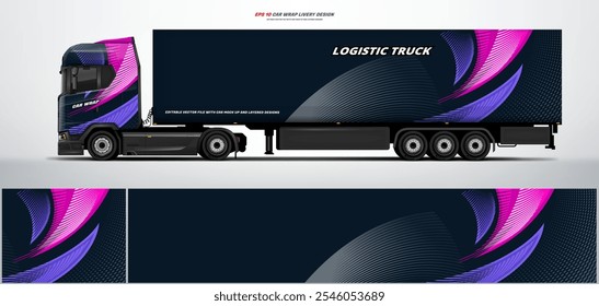 semi truck and trailer wrap livery design. vector file printing below