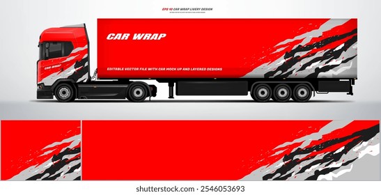 semi truck and trailer wrap livery design. vector file printing below