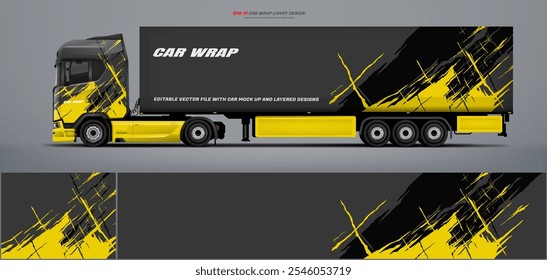 semi truck and trailer wrap livery design. vector file printing below