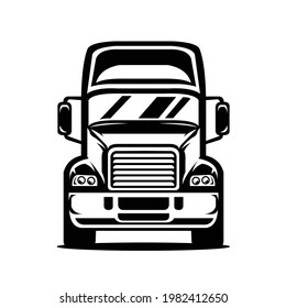 Semi Truck Vector Front View Isolated