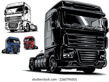 Semi Truck. Vector Illustration Isolated on White Background
