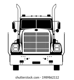 semi truck, vector illustration,flat style, front view