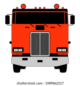 semi truck, vector illustration,flat style, front view