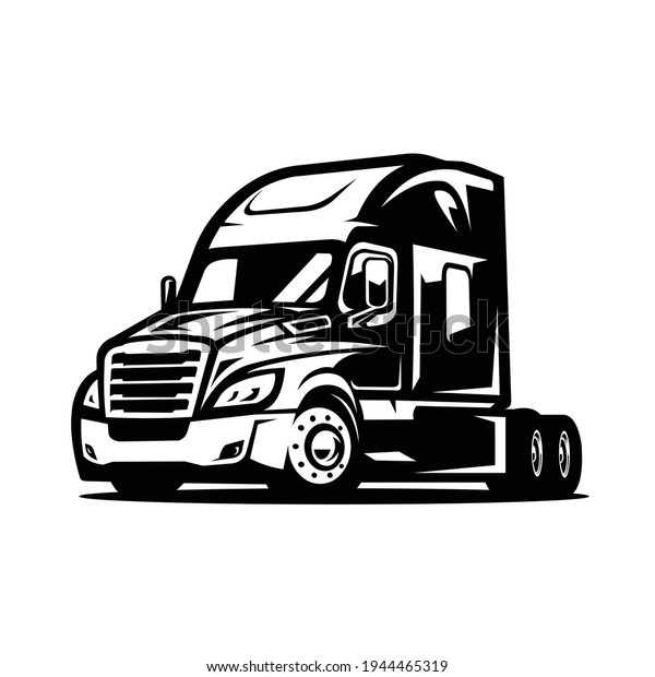 Semi Truck Vector Isolated Black White Stock Vector (Royalty Free ...