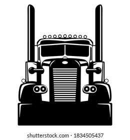 Semi USA truck, vector illustration , flat style, front 