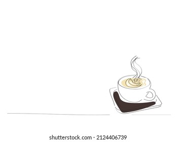 Semi-Abstract, Line Drawing Of Minimalist line drawing of hot coffee cup