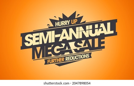 Semi-annual mega sale further reductions, vector web banner mockup