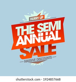 Semi-annual sale, massive discounts, vector banner mockup