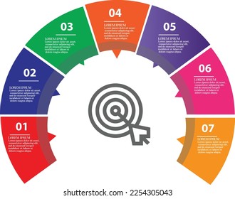 Semicircle 7 sections.Infographics for business concept. Can be used for presentations banner, workflow layout, process diagram, flow chart, info graph