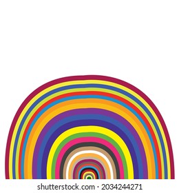 Semicircle, colorful, multi-colored, multi-layered.  From small to large, they look confused and dizzy.