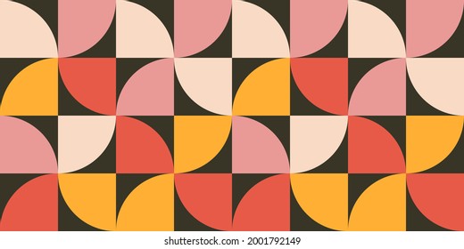 Semicircle colorful seamless pattern. Symmtry vector illustration.