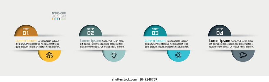 Semicircle dividing for presentation and explain the various working processes study report. infographic illustration.
