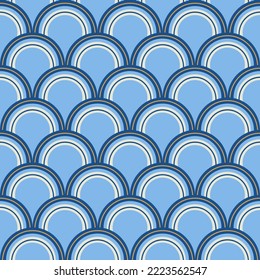 Semicircle fish scale allover seamless pattern. Repeated scallops pattern for fashion, textile, wallpaper and home decor