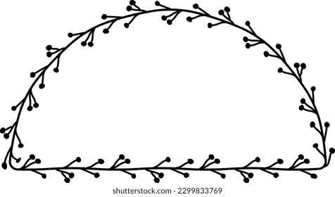 Semicircle Frame Flower frame leaf wreath Frame picture vector photo frame floral border Black decoration romantic winner award congratulations wedding anniversary birthday new year newborn Christmas