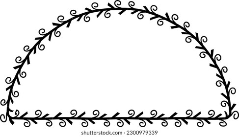 Marcos de semicírculo Flor flor hoja espiral decoración vectorial floral triunfo borde enmarcaje flores prensadas fondo negro felicitaciones cumpleaños boda aniversario valentina Navidad años nuevos