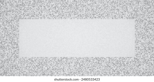 Semi-circle grayscale pixels frame, frame border backdrop.