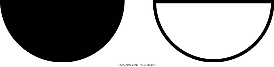 Semicircle icon set vector in two styles isolated on white background 