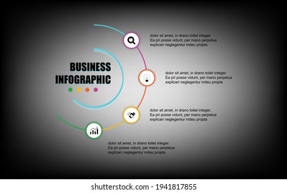 Semicircle infographic template with 4 options. Can be used for workflow layout, diagram, web design, four number options, text areas, and steps. Vector design template infographic for illustration.