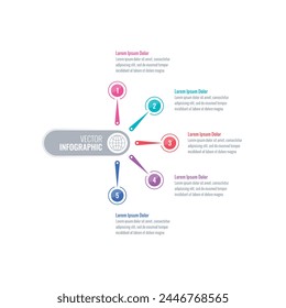 semicircle infographic template. five step briefing template. annual report, informational template for magazine. Infographic template for industry, energy, business, technology, science