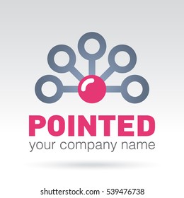The semicircle with a key point. Abstract logo. Vector illustration.
