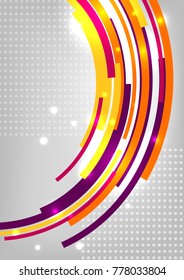 Semicircle of lines - abstract background. Shiny wallpaper of yellow lines - vector.