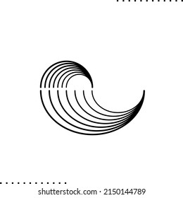 semicircle Lines geometric design in a drop shape, vector isolated on white