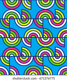 Semicircle neon seamless pattern. Vector