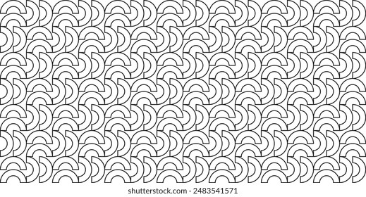 Semicircle outline geometric pattern. Semicircle seamless pattern. Black and white geometric pattern concpet