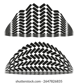 Semicircle pattern design. Half moon shapes. Curved geometric forms. Vector arc collection.