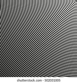 Semicircle pattern with dynamic, irregular lines. Geometric pattern with radiating, converging circles. Ovals geometric pattern.