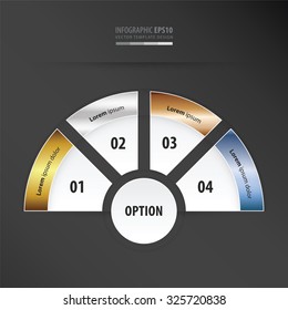 semicircle presentation    gold, bronze, silver, blue color