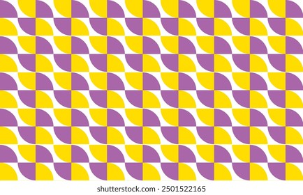 Semicircle seamless geometric pattern with bright color combination of purple and yellow. For textiles, printing, wallpaper and flooring